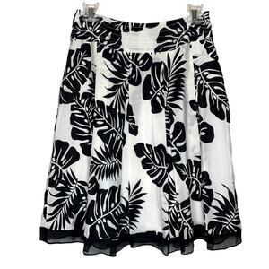 Allison Taylor Palm Floral Y2K Silk Black White Skirt Size 4